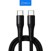 Cabo Carregador Celular USBC para USBC 60W Nylon Trançado 1m Preto Carregamento Super Rápido e Durável