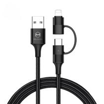 Cabo carregador e dados 2 em 1 USB Tipo C Lightning 3A 1,2M