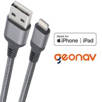 Cabo carregador iPhone Lightning USB Geonav certificado MFI reforçado 1 metro para 6 6s 7 8 ou plus X XR XS SE 11 12 13 ou Pro Max
