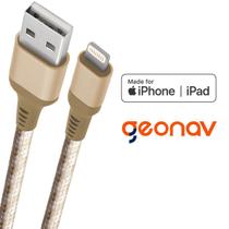 Cabo carregador iPhone Lightning USB Geonav certificado MFI reforçado 1,5 metro para 6 6s 7 8 ou plus X XR XS SE 11 12 13 ou Pro Max