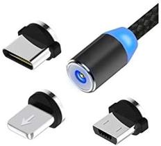 Cabo Carregador Magnético 3 Em 1 Usb Compativel Iphone Tipo C Micro Lightning Cabo Carregador Magnético 3 Em 1 Usb Compativel Iphone Tipo C Micro Lightning