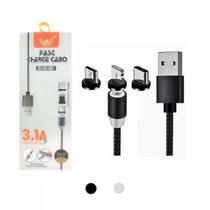 Cabo Carregador Magnético 3 Em 1 / V8 TIPO-C Lightning IOS Magnético 3.1A