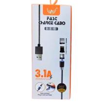 Cabo Carregador Magnético ALC360 3 Em 1 MICRO USB, USB TIPE C, LIGHTNING