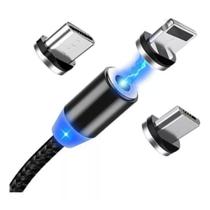 Cabo Carregador Magnético Rgb Led 3x1 Tipo C Lightin Android Cabo Carregador Magnético Rgb Led 3x1 Tipo C Lightin Android