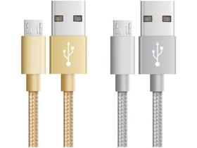 Cabo Carregador Micro USB Easy Mobile 2m Dourado - e 1 Cabo Carregador Micro USB 1m Prata