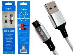 Cabo Carregador Rápido Micro Usb V8 - 2 Metros Reforçado Prata - Inova