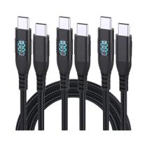 Cabo Carregador Rápido USB C Para Tipo C 1M 2M 3M Trançado Em Nylon 5A Máx Para iPhone 15 16 Cabo De