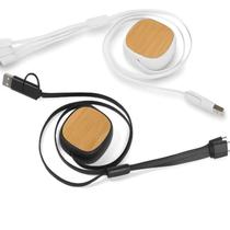Cabo Carregador Retrátil Multi Usb 3 Em 1 Universal Base Quadrada Bambu Cor:Preto Cabo Carregador Retrátil Multi Usb 3 Em 1 Universal Base Quadrada Bambu Cor:Preto