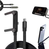 Cabo Carregador Suporte Dobrável Compatível iPhone E Android 240W