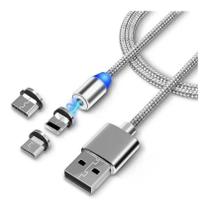Cabo Carregador Trançado Magnético Usb 3 Em 1 Imã 1 Metro Cabo Carregador Trançado Magnético Usb 3 Em 1 Imã 1 Metro