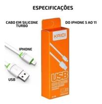 Cabo Carregador Turbo Kaid compativel iPhone 5/6/6plu/7/7plus/8/8plus/X/Xs/Xr/11/12/13