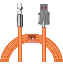 Cabo Carregador Turbo Silicone Tipo C Giratorio Anti Quebra Laranja 1m Cabo Carregador Turbo Silicone Tipo C Giratorio Anti Quebra Laranja 1m
