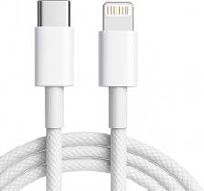 Cabo Carregador Turbo Trançado De Nylon Branco Compatível com iPhone 14/13/12/11/XR/XS/8/7/SE/XR Certificado Premium