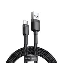 Cabo Carregador USB-C Carregamento Rápido Nylon Reforçado
