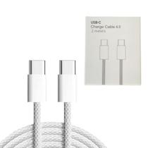 Cabo carregador USB-C turbo 4.0 em Nylon Trançado - 2 metros - compatível com smartphones, tablets, laptops, computador