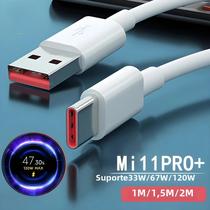 Cabo Carregador USB Tipo C 120W Para Xiaomi Mi Mix Fold 10 11 Ultra Redmi Note 9 10 pro K40 Poco X3