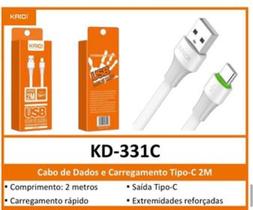 Cabo Carregador Usb Tipo C Kaidi Turbo 2 Metros Kd-331C
