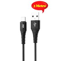 Cabo Carregador USB Tipo C Tecido Reforçado 1M - Leonora