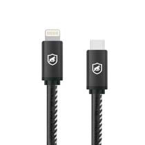Cabo Carregamento Rápido Turbo Militar Reforçado 1,5m Lightning / Tipo C 64W iPhone/iPad Certificado MFI e Homologado Gshield Cor Preto