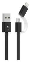 Cabo Celular 2 Em 1 - Micro Usb V8 + Lightning iPhone Conectores Blindados Cabo 1 metro - Cb-31