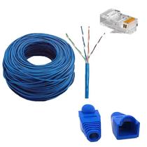 Cabo CFTV Azul 30M + 10un Conector RJ45 macho + 10un Capa Azul