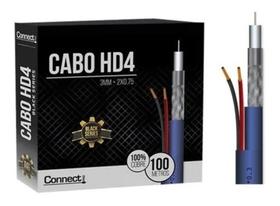 Cabo Cftv Hd4207 3mm + Alimentação Hd4 Rolo Com 100 Metros