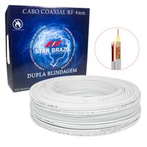 Cabo Coaxial 100 Metros RF 4mm Dupla Blingadem 95 Malha 2x26 AWG Branco