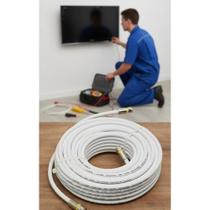 Cabo Coaxial Antena TV 20M Branco Conector Ku Completo Cabo Coaxial Antena TV 20M Branco Conector Ku Completo