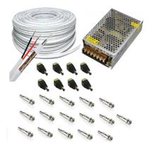 Cabo Coaxial Cftv + Fonte + Conectores P/ 8 Câmeras