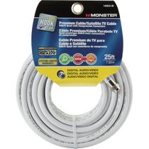 Cabo coaxial de vídeo Monster Just Hook It Up 25 pés branco