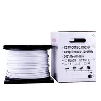 Cabo coaxial Five Star Cable RG59 CCTV de 500 pés com alimentação branca