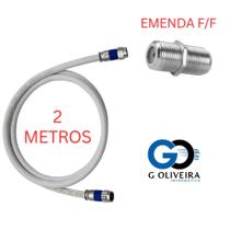 Cabo Coaxial para Antena de TV 2 Metros crimpado com EMENDA pronto pra uso