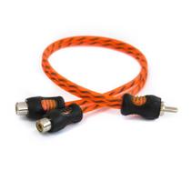 Cabo Coaxial RCA 2F + 1M Flexível Laranja - Kx3
