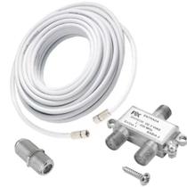 Cabo coaxial rg6 1 metro + divisor de antena 1x2 01 entrada 02 saidas + emenda simples