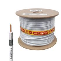 Cabo Coaxial RG6 Megatron 67% Malha 300 Metros Branco Rolo Fechado Ideal para TV e CFTV