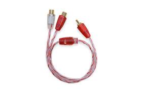 Cabo Coaxial Y RCA Cristal Bronze 1 Macho 2 Fêmeas 40cm Vermelho e Branco Stetsom