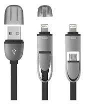Cabo compatível 2 em 1 USB com adaptador para Lightning Preto - WI333 Cabo compatível 2 em 1 USB com adaptador para Lightning Preto - WI333