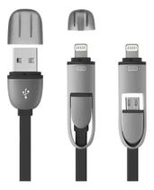 Cabo compatível 2 em 1 USB com adaptador para Lightning Preto - WI333