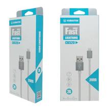 Cabo compatível Lightning com conector de metal 2m 3A CB520 Prata - Kimaster