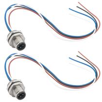 Cabo conector Hamadap M12 macho de 4 pinos IP67, kit com 2 unidades, 20 cm