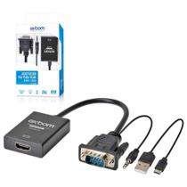 Cabo conversor adaptador vga para hdmi com áudio e video
