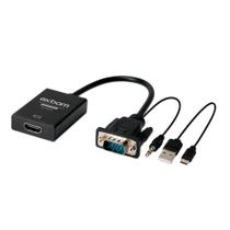 Cabo Conversor De Vídeo VGA Macho Com Audio P2 Para HDMI Fêmea Com Alimentação USB Exbom CC-VHA30