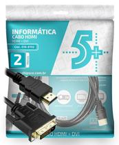 Cabo Conversor DVI-D para HDMI - 2 metros - Dual Link - 24+1 Pinos DVI-D M X HDMI M