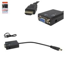 Cabo Conversor Hdmi Para Vga Fêmea 1 Saída De Áudio 24Cm