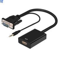 Cabo Conversor Vga P/Hdmi Com Áudio Vídeo Fhd Banhado A Ouro