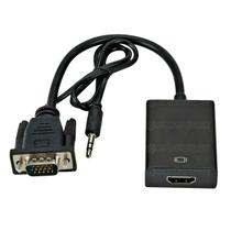 Cabo Conversor VGA para HDMI com Áudio e Vídeo 1080p Alimentação via USB Exbom CC-VHA30