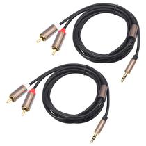 Cabo de 3,5 mm para RCA Yumiwoow, pacote com 2, 1 m, som HiFi, invólucro de metal