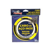 Cabo de Aço Inox Way Fishing 10lb 10m Black com Nylon Flexível 50 Luvas