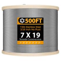 Cabo de aço inoxidável 3/16" (4,8 mm) Cabo de aço de 500 pés 7x19