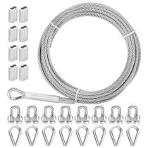 Cabo de aço inoxidável 3/16 polegadas 25 pés com acessórios 3700 libras